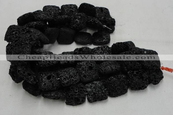 CLV218 15.5 inches 30*30mm square black natural lava beads wholesale