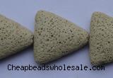 CLV23 15 inches 22*26mm triangle milk white natural lava beads wholesale