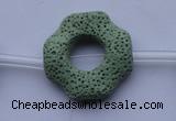 CLV30 15.5 inches 32*32mm octagon green natural lava beads wholesale