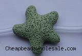 CLV33 16 inches 11*38mm star green natural lava beads wholesale