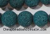 CLV457 15.5 inches 18mm round dyed blue lava beads wholesale