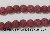 CLV468 15.5 inches 8mm round dyed red lava beads wholesale