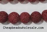 CLV470 15.5 inches 12mm round dyed red lava beads wholesale