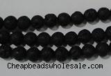 CLV483 15.5 inches 6mm round black lava beads wholesale