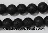 CLV486 15.5 inches 12mm round black lava beads wholesale