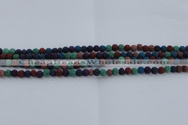 CLV520 15.5 inches 4mm round mixed lava beads wholesale