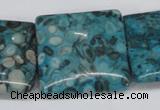 CMB55 15.5 inches 30*30mm square dyed natural medical stone beads