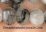 CME207 15.5 inches 7*9mm - 8*10mm pumpkin black rutilated quartz beads