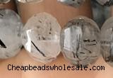 CME237 15.5 inches 10*11mm - 10*12mm pumpkin black rutilated quartz beads