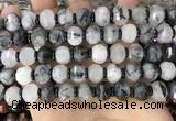 CME302 15.5 inches 8*11mm - 9*12mm pumpkin black rutilated quartz beads