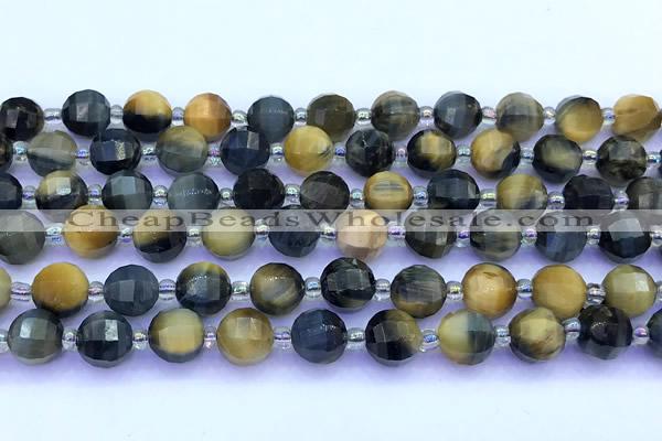 CME352 15 inches 8mm pumpkin golden & blue tiger eye beads