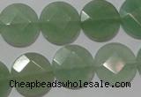 CME52 15.5 inches 15mm faceted coin green aventurine gemstone beads