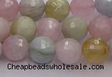 CMG211 15.5 inches 8mm faceted round morganite beads wholesale