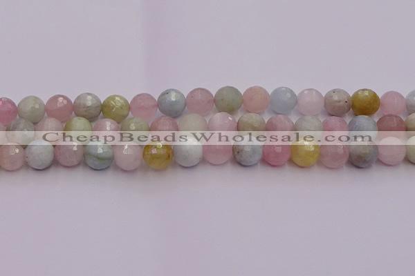 CMG212 15.5 inches 10mm faceted round morganite beads wholesale