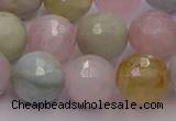 CMG213 15.5 inches 12mm faceted round morganite beads wholesale