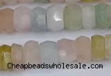 CMG217 15.5 inches 5*9mm faceted rondelle morganite beads