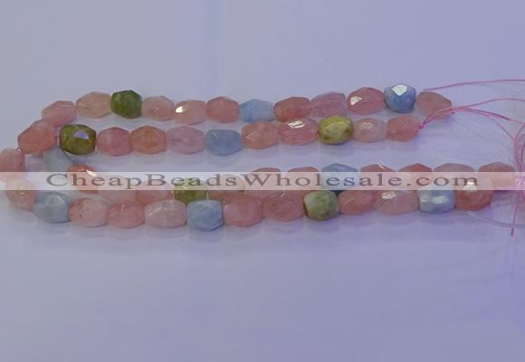 CMG229 15.5 inches 10*12mm - 12*16mm faceted nuggets morganite beads