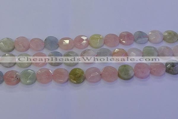 CMG254 15.5 inches 12mm faceted coin morganite beads