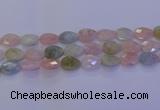 CMG273 15.5 inches 12*16mm faceted flat teardrop morganite beads