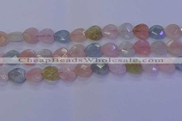 CMG284 15.5 inches 12*12mm faceted heart morganite beads