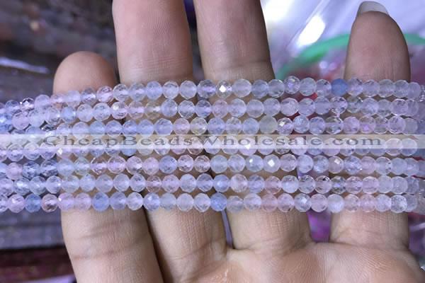 CMG325 15.5 inches 4mm faceted round morganite gemstone beads