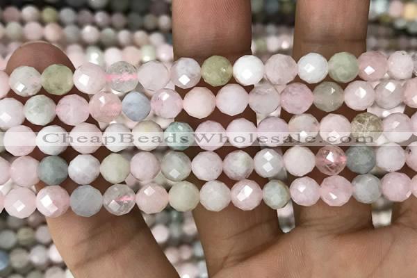 CMG345 15.5 inches 6mm faceted round morganite beads wholesale