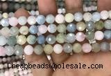 CMG346 15.5 inches 8mm faceted round morganite beads wholesale