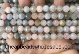 CMG379 15.5 inches 8mm faceted round morganite gemstone beads