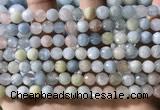 CMG386 15.5 inches 6mm faceted round morganite beads wholesale