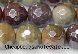 CMK357 15 inches 10mm faceted round AB-color mookaite beads