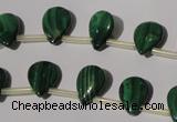 CMN320 Top-drilled 8*12mm flat teardrop natural malachite beads