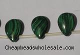 CMN324 Top-drilled 15*20mm flat teardrop natural malachite beads