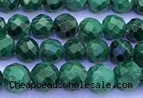 CMN452 15 inches 4mm faceted round malachite beads