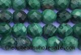 CMN453 15 inches 5mm faceted round malachite beads