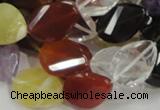 CMQ08 15*20mm twisted faceted teardrop multicolor quartz beads