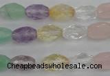 CMQ250 15.5 inches 8*12mm faceted rice multicolor quartz beads