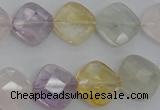 CMQ255 15.5 inches 14*14mm faceted diamond multicolor quartz beads