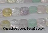 CMQ256 15.5 inches 10*10mm faceted square multicolor quartz beads