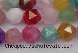 CMQ372 15.5 inches 8mm faceted nuggets mixed gemstone beads