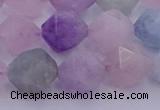 CMQ383 15.5 inches 10mm faceted nuggets mixed quartz beads