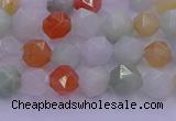 CMQ411 15.5 inches 6mm faceted nuggets mixed jade beads