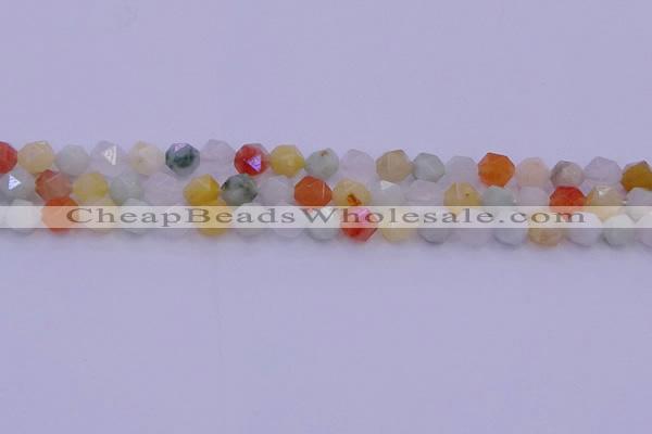 CMQ412 15.5 inches 8mm faceted nuggets mixed jade beads