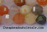 CMQ427 15.5 inches 8mm faceted round natural mixed quartz beads