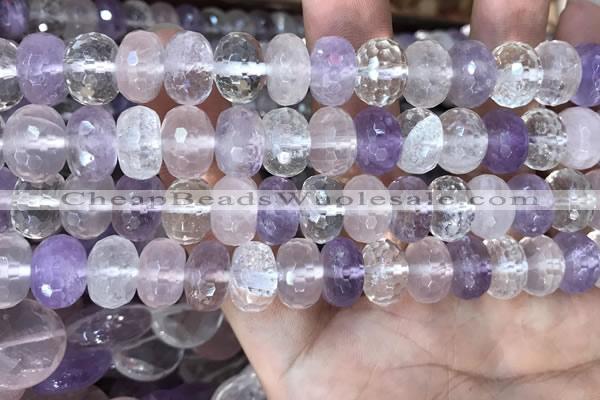 CMQ520 15.5 inches 8*12mm faceted rondelle colorfull quartz beads