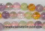 CMQ53 15.5 inches 10mm faceted round multicolor quartz beads