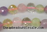 CMQ54 15.5 inches 12mm faceted round multicolor quartz beads