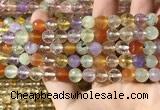 CMQ550 15.5 inches 8mm faceted round colorfull quartz beads