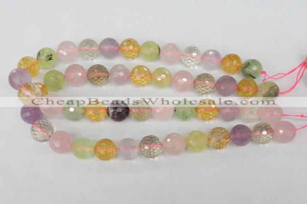 CMQ56 15.5 inches 16mm faceted round multicolor quartz beads