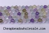 CMQ577 15.5 inches 10mm faceted round mixed quartz beads