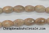 CMS101 15.5 inches 8*12mm faceted rice moonstone gemstone beads